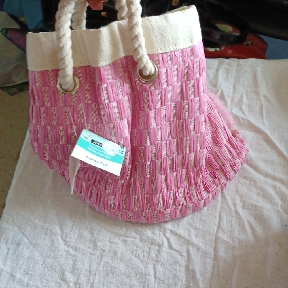ASHLAND Round Tote Bag Pink, rope handles, nwt